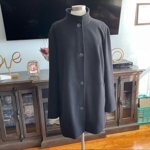 J.Jill Winter Coat Black XL Single Breasted Button Closure Stand Up Collar